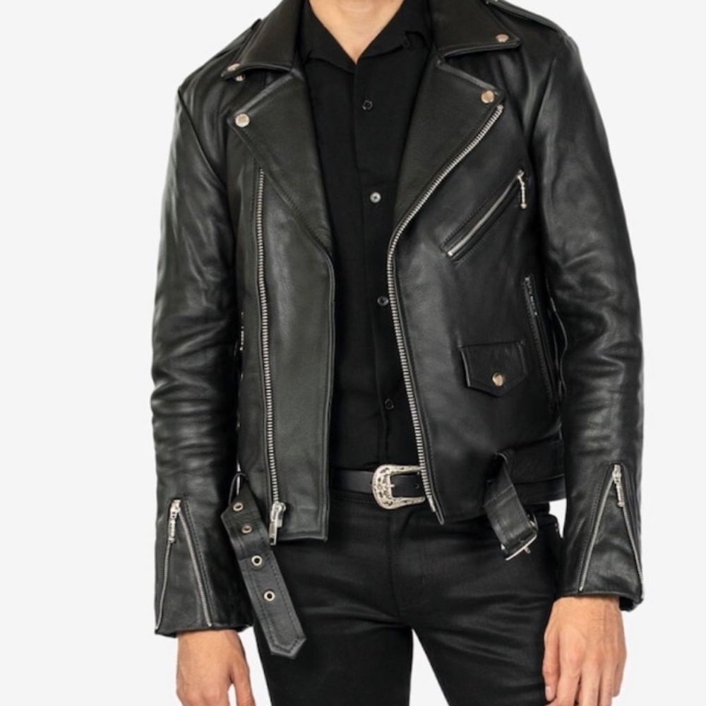 Vintage REAL Leather Jacket Biker Insulated Jacket XL